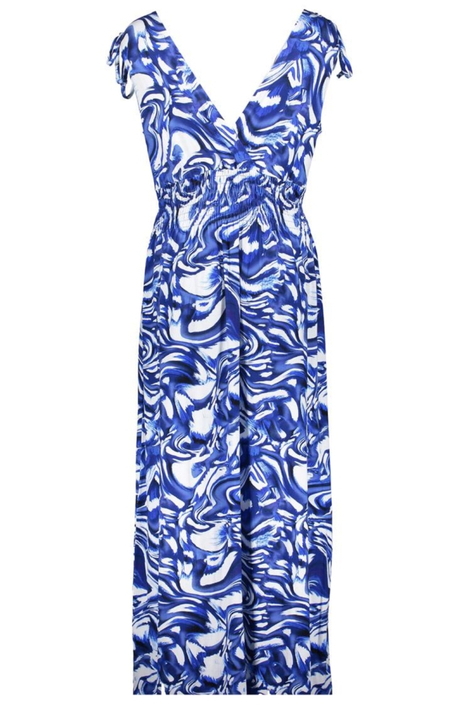 MILA JURK MET OVERSLAG EN PRINT 57367 60 000625 BLUE/OFF-WHITE